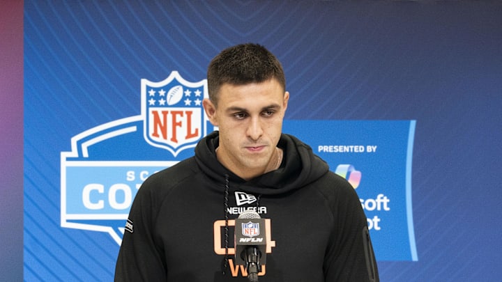 Feb 28, 2025; Indianapolis, IN, USA; TCU wideout Jack Bech answers questions at a press conference during the 2025 NFL Combine at Indiana Convention Center. Mandatory Credit: Stephanie Amador Blondet-Imagn Images Feb 28, 2025; Indianapolis, IN, USA; TCU wideout Jack Bech answers questions at a press conference during the 2025 NFL Combine at Indiana Convention Center. Mandatory Credit: Stephanie Amador Blondet-Imagn Images
