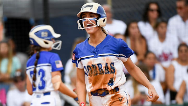 Illiana Hernandez of Park Vista fires up her teammates after scoring against Lake Brantley at the FHSAA state Class 7A softball semifinals in Clermont, FL Friday, May 27, 2022. Craig Bailey/FLORIDA TODAY via USA TODAY NETWORK
High School Softball Park Vista Vs Lake Brantley Illiana Hernandez of Park Vista fires up her teammates after scoring against Lake Brantley at the FHSAA state Class 7A softball semifinals in Clermont, FL Friday, May 27, 2022. Craig Bailey/FLORIDA TODAY via USA TODAY NETWORK
High School Softball Park Vista Vs Lake Brantley