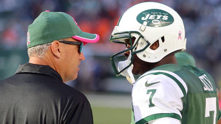 New York Jets head coach Rex Ryan talks with quarterback Geno Smith New York Jets head coach Rex Ryan talks with quarterback Geno Smith