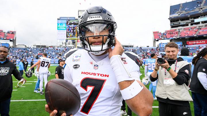 Oct 11, 2026; Nashville, Tennessee, USA; Houston Texans quarterback C.J. Stroud (7) during the post game against the Tennessee Titans at Nissan Stadium. Mandatory Credit: Steve Roberts-Imagn Images Oct 11, 2026; Nashville, Tennessee, USA; Houston Texans quarterback C.J. Stroud (7) during the post game against the Tennessee Titans at Nissan Stadium. Mandatory Credit: Steve Roberts-Imagn Images