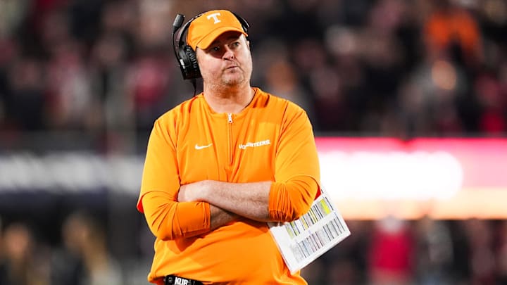Tennessee head coach Josh Heupel during a college football game between Tennessee and Georgia at Sanford Stadium in Athens, Ga., on Saturday, November 16, 2024.