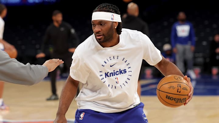New York Knicks forward Precious Achiuwa warms up before game two of first round of the NBA Playoffs.