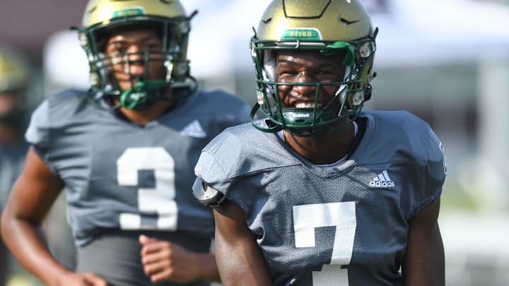 Knoxville Catholic's Tyreek King warming up before the start of the scrimmage against Bearden in Knoxville,Tenn. on Friday, July 28, 2023.