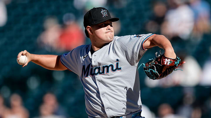 Miami Marlins relief pitcher Valente Bellozo Miami Marlins relief pitcher Valente Bellozo