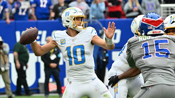 Sep 27, 2026; Orchard Park, New York, USA; Los Angeles Chargers quarterback Justin Herbert (10) throws in the second half against the Buffalo Bills at New Highmark Stadium. Mandatory Credit: Mark Konezny-Imagn Images Sep 27, 2026; Orchard Park, New York, USA; Los Angeles Chargers quarterback Justin Herbert (10) throws in the second half against the Buffalo Bills at New Highmark Stadium. Mandatory Credit: Mark Konezny-Imagn Images