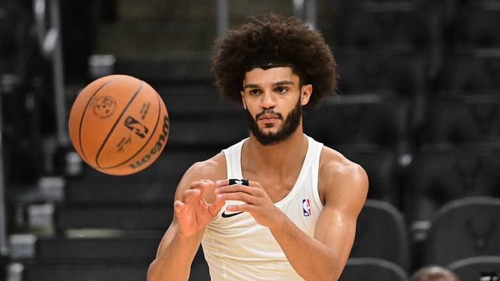 Oct 9, 2025; Milwaukee, Wisconsin, USA;  Milwaukee Bucks forward Andre Jackson Jr. (44) warms up before game against the Detroit Pistons at Fiserv Forum. Mandatory Credit: Benny Sieu-Imagn Images