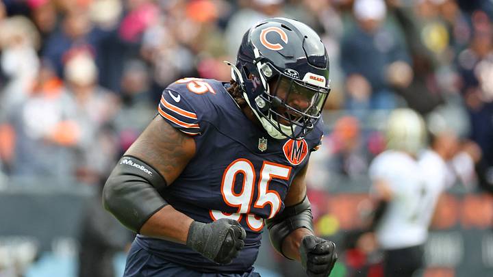 Oct 19, 2025; Chicago, Illinois, USA; Chicago Bears defensive tackle Shemar Turner (95