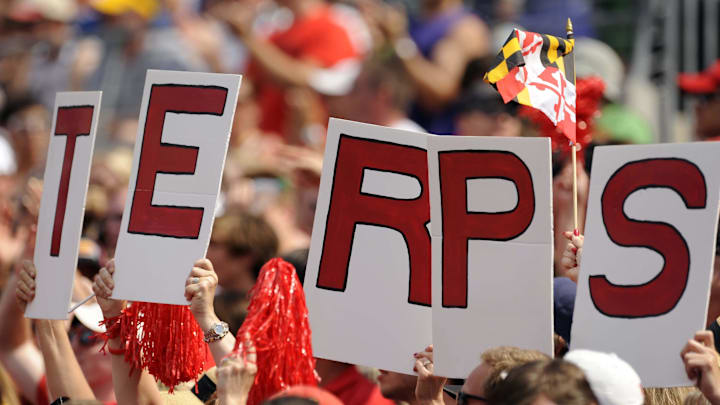 May 30, 2011; Baltimore, MD, USA; Maryland Terrapins fans hold up a sign during the first half of the NCAA Division I men's lacrosse national championship game against the Virginia Cavaliers at M&T Bank Stadium.  Mandatory Credit: Rafael Suanes-Imagn Images
