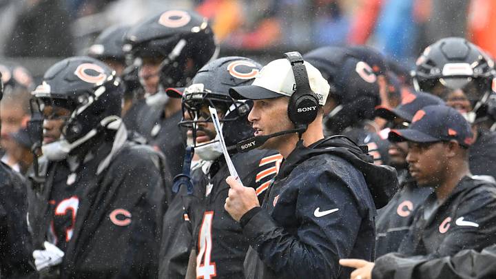 Sep 20, 2026; Chicago, Illinois, USA; Chicago Bears head coach Ben Johnson directs the team during the second half against there Minnesota Vikings at Soldier Field. Mandatory Credit: Matt Marton-Imagn Images