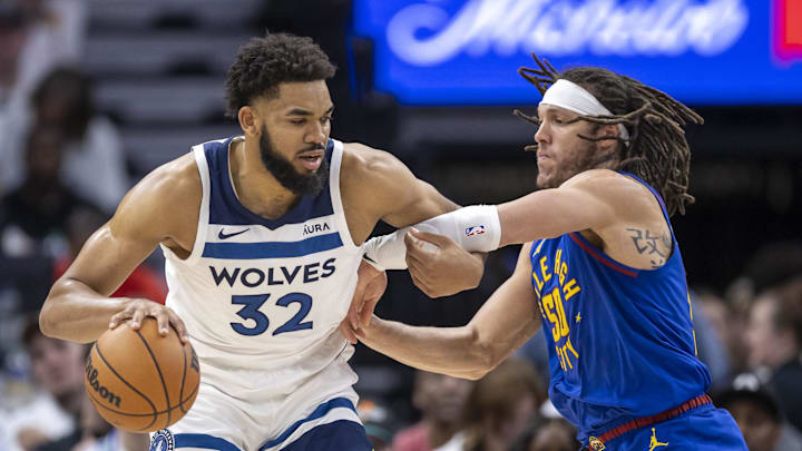 May 10, 2024; Minneapolis, Minnesota, USA; Minnesota Timberwolves center Karl-Anthony Towns (32)