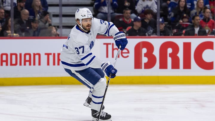Feb 10, 2024; Ottawa, Ontario, CAN; Toronto Maple Leafs defenseman Timothy Liljegren (37) skates