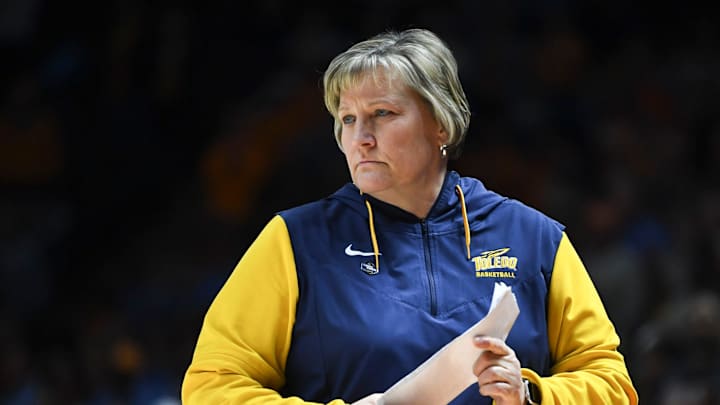 Toledo basketball coach Tricia Cullop during the college basketball game against Tennessee in the second round of the NCAA basketball tournament in Knoxville, Tenn. on Monday, March 20, 2023.
Ncaa Lady Vols Toledo Toledo basketball coach Tricia Cullop during the college basketball game against Tennessee in the second round of the NCAA basketball tournament in Knoxville, Tenn. on Monday, March 20, 2023.
Ncaa Lady Vols Toledo
