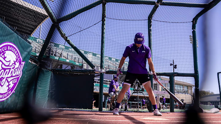 March 15, 2025: A TCU player warms up before the game against Arizona State. March 15, 2025: A TCU player warms up before the game against Arizona State.