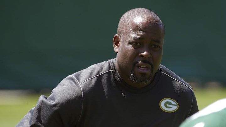 June 1, 2016; Green Bay, WI, USA; Green Bay Packers cornerbacks coach Joe Whitt Jr. looks on during organized team activities. Mandatory Credit: Mark Hoffman/Milwaukee Journal Sentinel via USA TODAY NETWORK