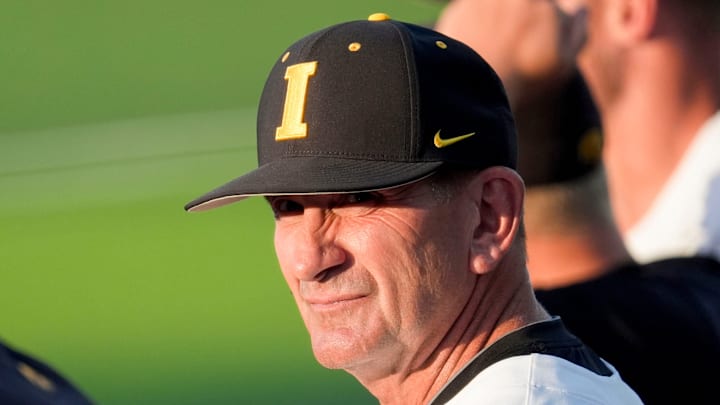 Iowa head coach Rick Heller is pictured during a Big Ten conference baseball game against Oregon May 15, 2025 at Duane Banks Field in Iowa City, Iowa.