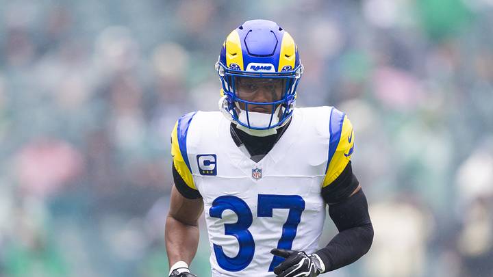 Oct 4, 2026; Philadelphia, Pennsylvania, USA; Los Angeles Rams safety Quentin Lake (37) before action against the Philadelphia Eagles at Lincoln Financial Field. Mandatory Credit: Bill Streicher-Imagn Images Oct 4, 2026; Philadelphia, Pennsylvania, USA; Los Angeles Rams safety Quentin Lake (37) before action against the Philadelphia Eagles at Lincoln Financial Field. Mandatory Credit: Bill Streicher-Imagn Images