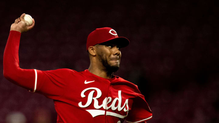 Cincinnati Reds pitcher Hunter Greene (21) delivers a pitch in the second inning of the MLB baseball