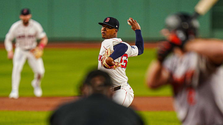 Sep 9, 2024; Boston, Massachusetts, USA; Boston Red Sox starting pitcher Brayan Bello (66) throws a pitch against the Baltimore Orioles in the first inning at Fenway Park. Mandatory Credit: David Butler II-Imagn Images Sep 9, 2024; Boston, Massachusetts, USA; Boston Red Sox starting pitcher Brayan Bello (66) throws a pitch against the Baltimore Orioles in the first inning at Fenway Park. Mandatory Credit: David Butler II-Imagn Images