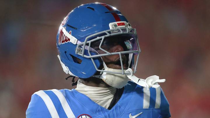 Ole Miss Rebels wide receiver Traylon Ray (7) reacts after a play against the Louisiana State Tigers during the first half at Vaught-Hemingway Stadium. 