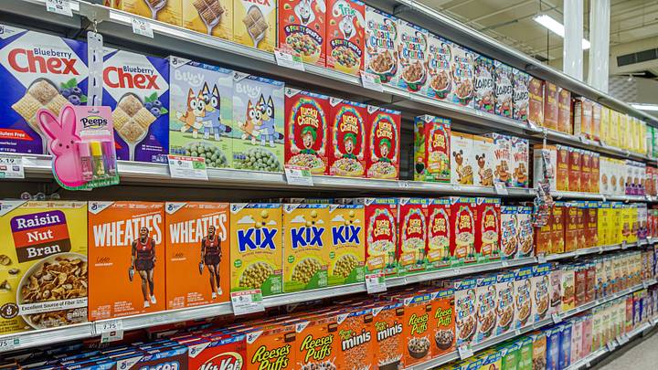 Cereal boxes displayed in Publix Cereal boxes displayed in Publix