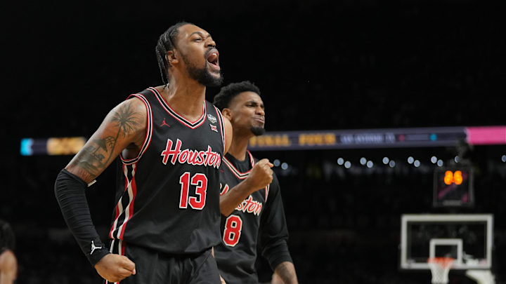 Roberts celebrates after beating the Blue Devils in the Final Four on Saturday in San Antonio.