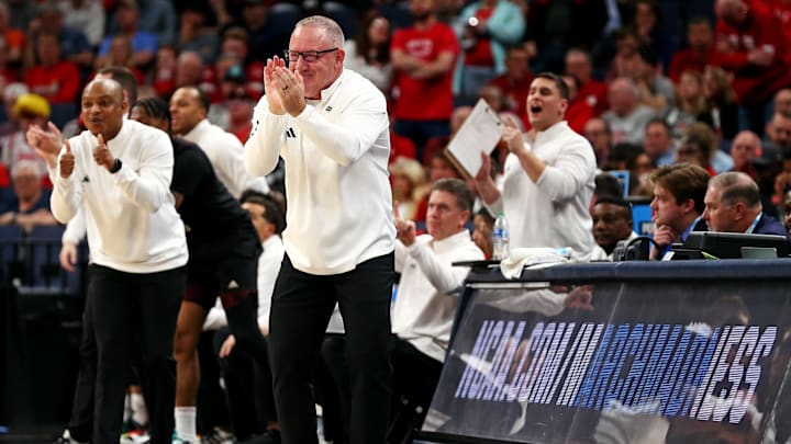 Mar 22, 2024; Memphis, TN, USA;  Texas A&M Aggies head coach Buzz Williams reacts from the