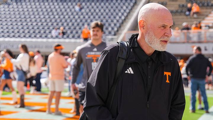 Tennessee defensive coordinator Jim Knowles at the Vol Walk before a football game between Tennessee and Alabama at Neyland Stadium in Knoxville, Tenn., on Oct. 17, 2026. Tennessee defensive coordinator Jim Knowles at the Vol Walk before a football game between Tennessee and Alabama at Neyland Stadium in Knoxville, Tenn., on Oct. 17, 2026.