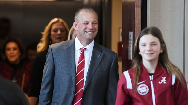 Alabama introduces new football coach Kalen DeBoer with a press conference at Bryant-Denny Stadium.