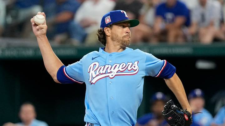 Jul 26, 2026; Arlington, Texas, USA; Texas Rangers pitcher Jacob deGrom (48) throws to the plate against the Seattle Mariners during the first inning at Globe Life Field. Mandatory Credit: Jim Cowsert-Imagn Images Jul 26, 2026; Arlington, Texas, USA; Texas Rangers pitcher Jacob deGrom (48) throws to the plate against the Seattle Mariners during the first inning at Globe Life Field. Mandatory Credit: Jim Cowsert-Imagn Images