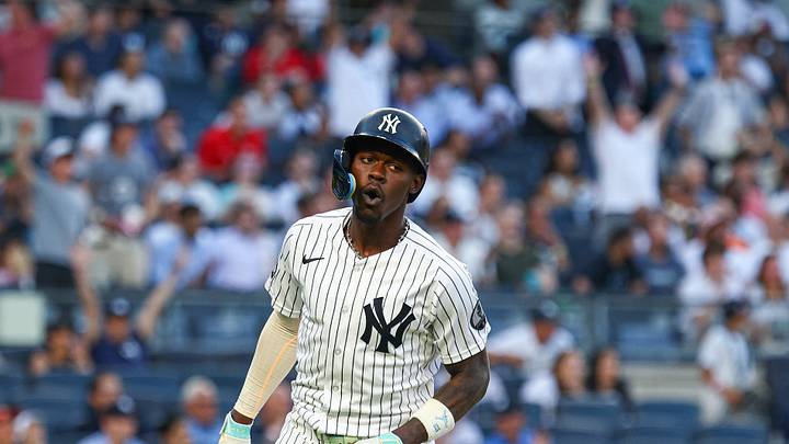 Aug 4, 2026; Bronx, New York, USA; New York Yankees second baseman Jazz Chisholm Jr. (13) hits a solo home run during the second inning against the St. Louis Cardinals at Yankee Stadium. Mandatory Credit: Vincent Carchietta-Imagn Images Aug 4, 2026; Bronx, New York, USA; New York Yankees second baseman Jazz Chisholm Jr. (13) hits a solo home run during the second inning against the St. Louis Cardinals at Yankee Stadium. Mandatory Credit: Vincent Carchietta-Imagn Images