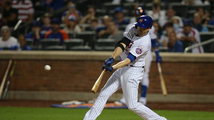 Jun 11, 2021; New York City, New York, USA; New York Mets starting pitcher Jacob deGrom (48) hits a two-RBI single against the San Diego Padres during the fifth inning at Citi Field. Mandatory Credit: Brad Penner-USA TODAY Sports Jun 11, 2021; New York City, New York, USA; New York Mets starting pitcher Jacob deGrom (48) hits a two-RBI single against the San Diego Padres during the fifth inning at Citi Field. Mandatory Credit: Brad Penner-USA TODAY Sports