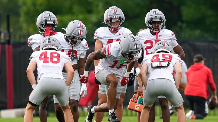 Ohio State Buckeyes safety Blain Bradford (16) participates in the third day of training camp at the Woody Hayes Athletic Center on Aug. 8, 2026 in Columbus, Ohio. Ohio State Buckeyes safety Blain Bradford (16) participates in the third day of training camp at the Woody Hayes Athletic Center on Aug. 8, 2026 in Columbus, Ohio.