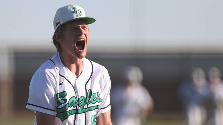 Ropes' Kade Franklin reacts after a win over New Home in a District 4-2A baseball game Wednesday, April 15, 2026, at the Ropes ISD baseball field in Ropesville.