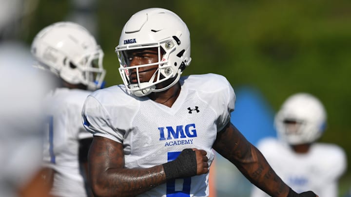 Linebacker Gavin Nix (#6) during practice on Friday, Aug. 2, 2024 on IMG Academy Football Media Day in Bradenton, Florida.
