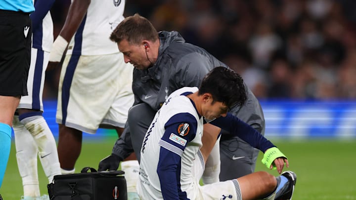 Heung Min-Son moments before being withdrawn in the win over Qarabag
