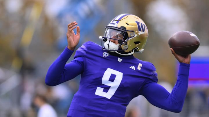 Nov 11, 2023; Seattle, Washington, USA; Washington Huskies quarterback Michael Penix Jr. (9) during
