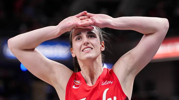Indiana Fever guard Caitlin Clark (22) reacts Saturday, May 9, 2026, after losing the Fever’s season opener game at Gainbridge Fieldhouse in Indianapolis. The Dallas Wings defeated the Indiana Fever, 107-104.