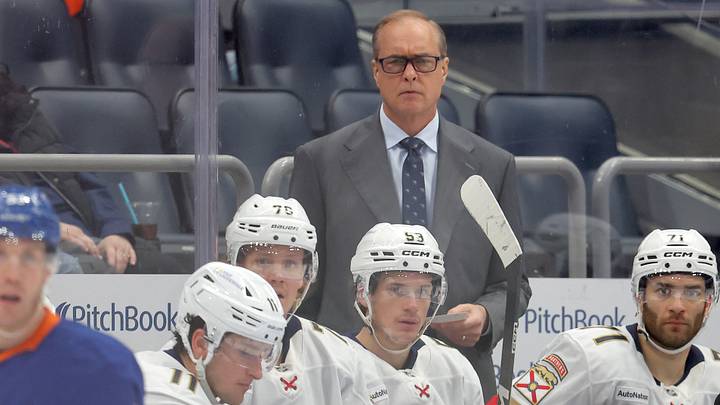 Mar 28, 2026; Elmont, New York, USA; Florida Panthers head coach Paul Maurice coaches against the New York Islanders during the first period at UBS Arena. Mandatory Credit: Brad Penner-Imagn Images Mar 28, 2026; Elmont, New York, USA; Florida Panthers head coach Paul Maurice coaches against the New York Islanders during the first period at UBS Arena. Mandatory Credit: Brad Penner-Imagn Images