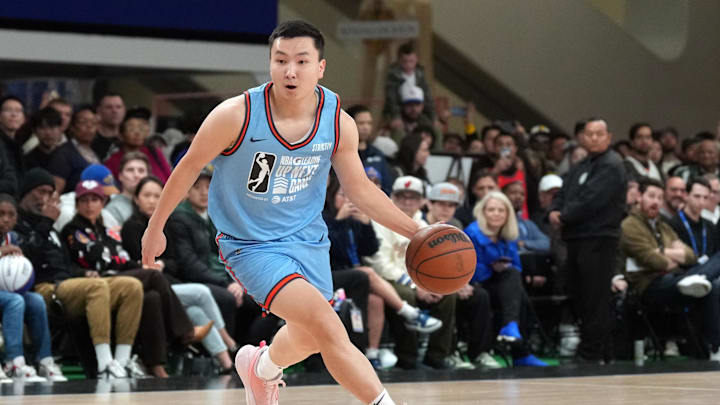 Feb 16, 2025; San Francisco, California, USA; Team Strictly guard Keisei Tominaga (30) of the Indiana Mad Ants dribbles against Team Swish Cultures during the G-League-Next Up Game semifinal at Moscone Center. Mandatory Credit: Darren Yamashita-Imagn Images