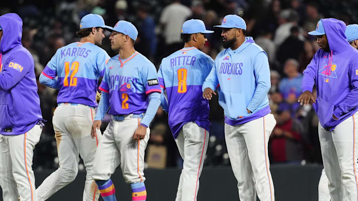 Colorado Rockies celebrate their win at Coors Field