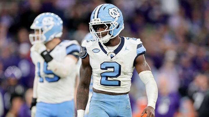 Aug 29, 2026; Dublin, Co. Dublin, IRL; North Carolina Tar Heels defensive back Kaleb Cost (2) against the TCU Horned Frogs in the second half at Aviva Stadium. Mandatory Credit: Laszlo Geczo-Imagn Images