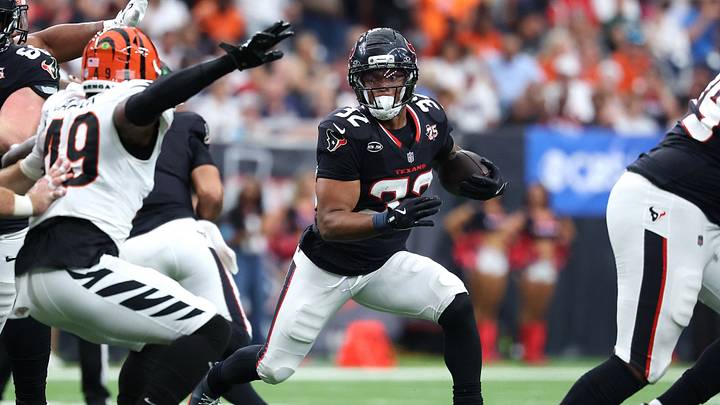 Sep 20, 2026; Houston, Texas, USA; Houston Texans running back David Montgomery (32) runs during the second quarter against the Cincinnati Bengals at Reliant Stadium. Mandatory Credit: Troy Taormina-Imagn Images Sep 20, 2026; Houston, Texas, USA; Houston Texans running back David Montgomery (32) runs during the second quarter against the Cincinnati Bengals at Reliant Stadium. Mandatory Credit: Troy Taormina-Imagn Images