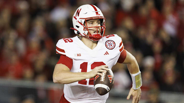 Nov 18, 2023; Madison, Wisconsin, USA;  Nebraska Cornhuskers quarterback Chubba Purdy (12)
