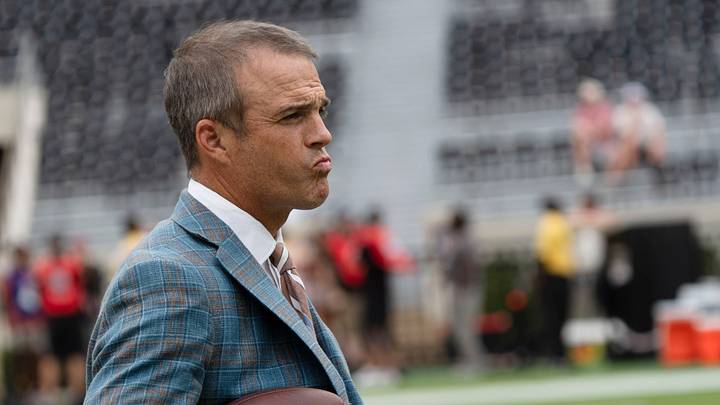 Sep 26, 2026; Tuscaloosa, AL, USA;  South Carolina head coach Shane Beamer watches the pregame warmup before the game with Alabama at Saban Field at Bryant Denny Stadium. Mandatory Credit: Gary Cosby Jr.-Tuscaloosa News