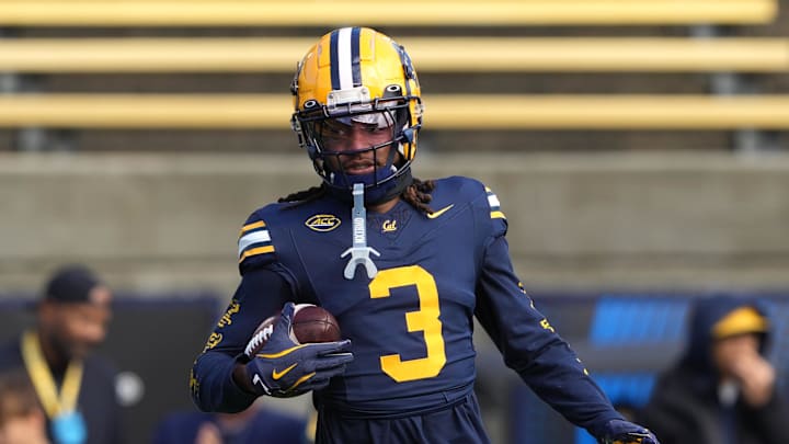 Nov 23, 2024; Berkeley, California, USA; California Golden Bears defensive back Nohl Williams (3) warms up before the game against the Stanford Cardinal at California Memorial Stadium. Mandatory Credit: Darren Yamashita-Imagn Images