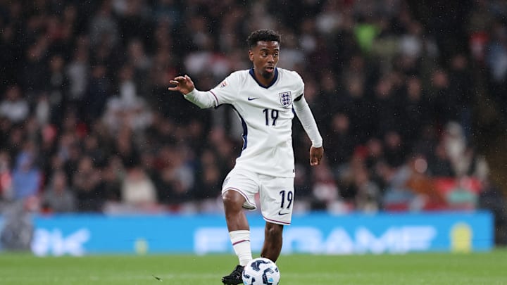 Angel Gomes in action for England on his full debut earlier this month 