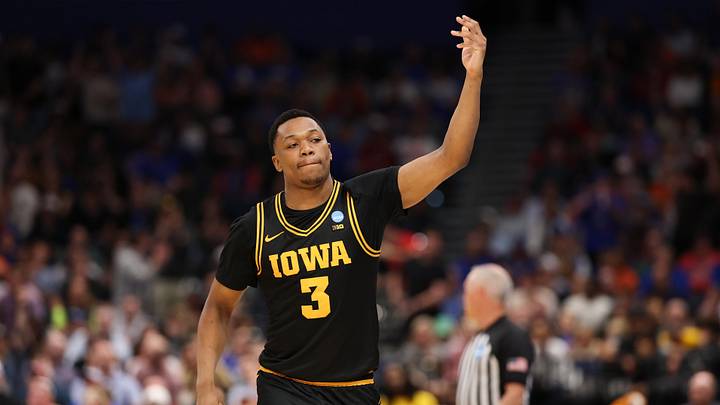 Mar 20, 2026; Tampa, FL, USA; Iowa Hawkeyes forward Cam Manyawu (3) celebrates after defeating the Clemson Tigers during a first round game of the men's 2026 NCAA Tournament at Benchmark International Arena. Mandatory Credit: Matt Pendleton-Imagn Images Mar 20, 2026; Tampa, FL, USA; Iowa Hawkeyes forward Cam Manyawu (3) celebrates after defeating the Clemson Tigers during a first round game of the men's 2026 NCAA Tournament at Benchmark International Arena. Mandatory Credit: Matt Pendleton-Imagn Images