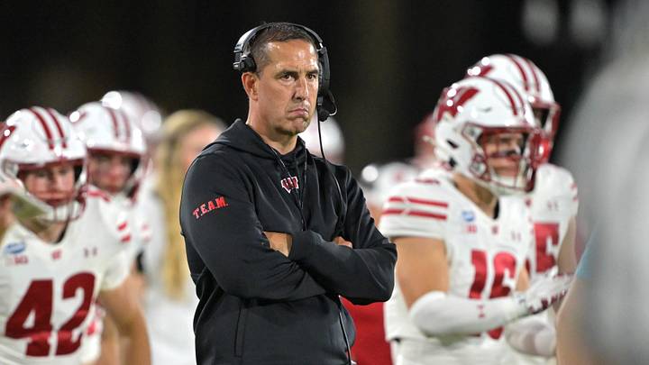 Oct 17, 2026; Pasadena, California, USA; Wisconsin Badgers head coach Luke Fickell looks on during the second half against the UCLA Bruins at the Rose Bowl. Mandatory Credit: Jayne Kamin-Oncea-Imagn Images Oct 17, 2026; Pasadena, California, USA; Wisconsin Badgers head coach Luke Fickell looks on during the second half against the UCLA Bruins at the Rose Bowl. Mandatory Credit: Jayne Kamin-Oncea-Imagn Images