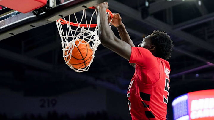 Cincinnati Bearcats forward Aziz Bandaogo (55) dunks the ball in the second half of a NCAA men’s basketball game between the Cincinnati Bearcats and Kansas State Wildcats, Wednesday, March 5, 2025, at Fifth Third Arena in Cincinnati. Wildcats won 54-49. Cincinnati Bearcats forward Aziz Bandaogo (55) dunks the ball in the second half of a NCAA men’s basketball game between the Cincinnati Bearcats and Kansas State Wildcats, Wednesday, March 5, 2025, at Fifth Third Arena in Cincinnati. Wildcats won 54-49.