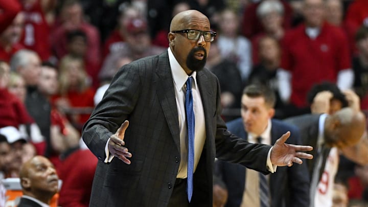 Indiana Hoosiers head coach Mike Woodson reacts to a play during the second half against the Purdue Boilermakers at Simon Skjodt Assembly Hall.